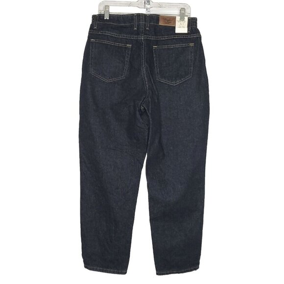 Y2K LL Bean Mom Jeans 14 Petite Dark Blue Relaxed Double L High Waist TG38 - Picture 2 of 7